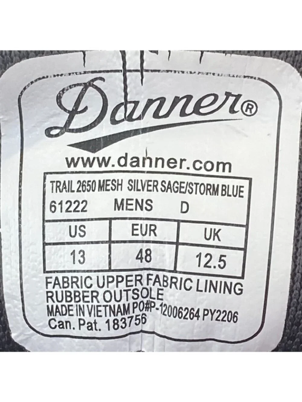 Danner Trail 2650 Shoes Men's  Size 13  Silver Sage Storm Blue Hiking Sneakers